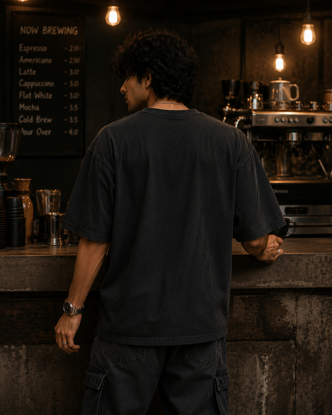 cozy cafe vibes with coffee art back
