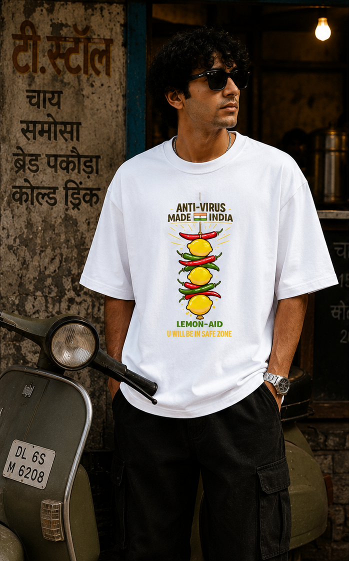 anti virus made in india oversized t shirt