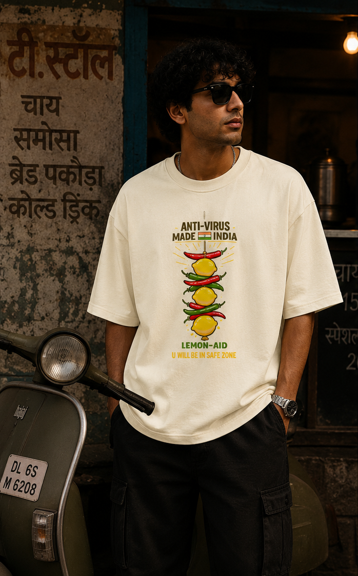 anti virus made in india oversized t shirt